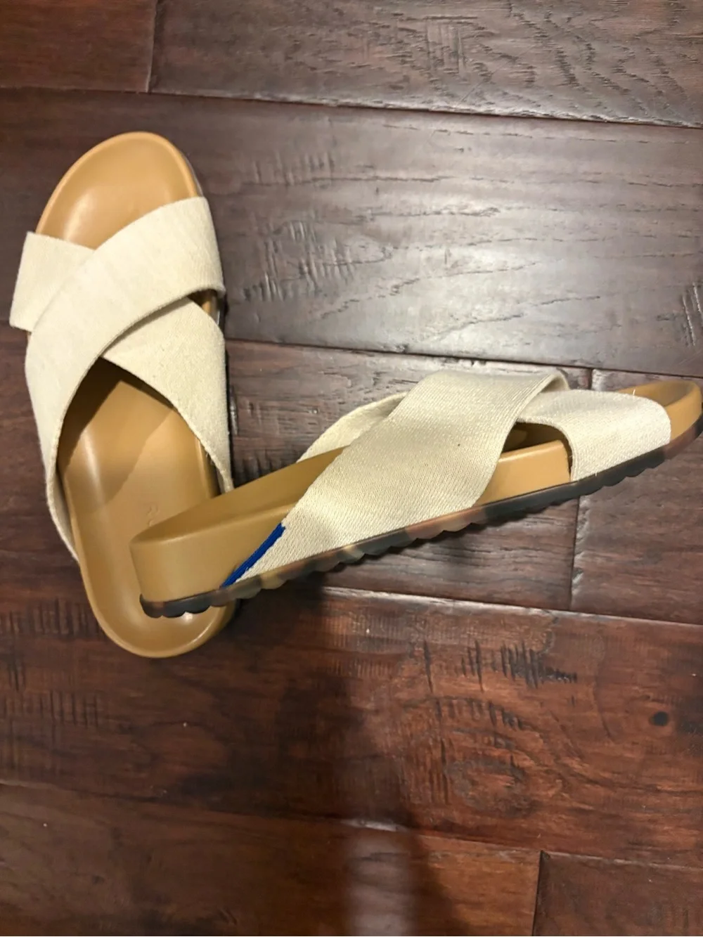 Rothy's The Weekend Slide — Cream Crossband Slide Sandals